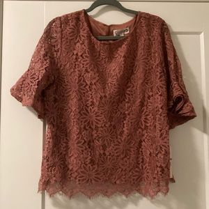 Nanette Lepore Pink Lace Top size L - brand new